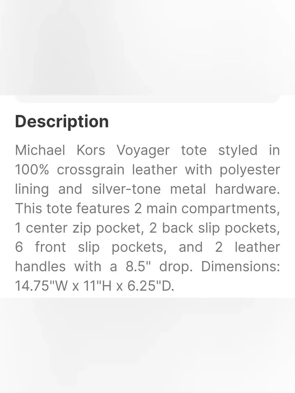 Nwot Michael Kors Black Voyager Leather Tote Bag